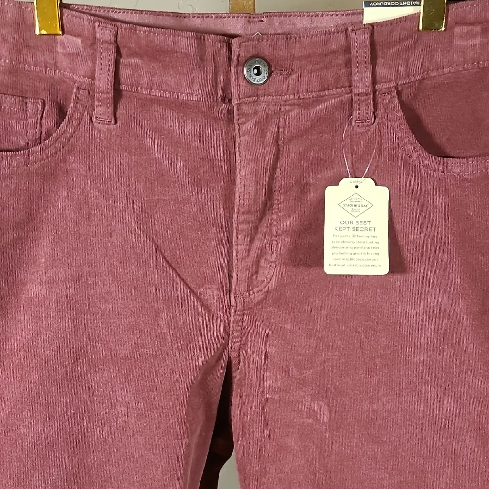 St. John's‎ Bay Straight Leg Corduroy Pants - Dark Mauve Size 16P